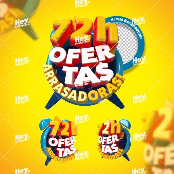 Selos 3D 72 Horas de Ofertas Arrasadoras - PSD/PNG