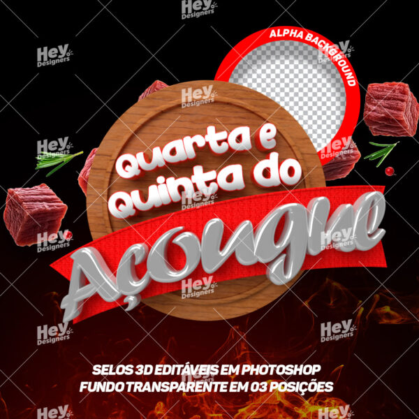 Selos 3D Quarta e Quinta do Açougue - PSD/PNG