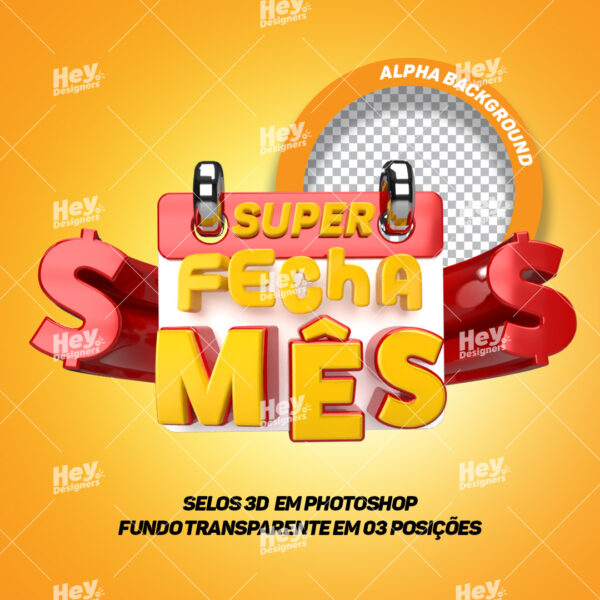 Selos 3D Super Fecha Mês - PSD/PNG