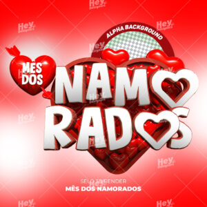 Selo 3D - Mês dos Namorados - PSD/PNG