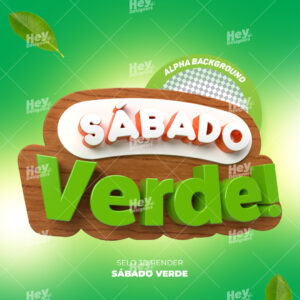 Selo 3D Sábado Verde - PSD/PNG